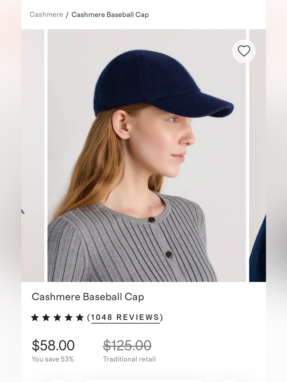 Quince Cashmere Baseball Cap